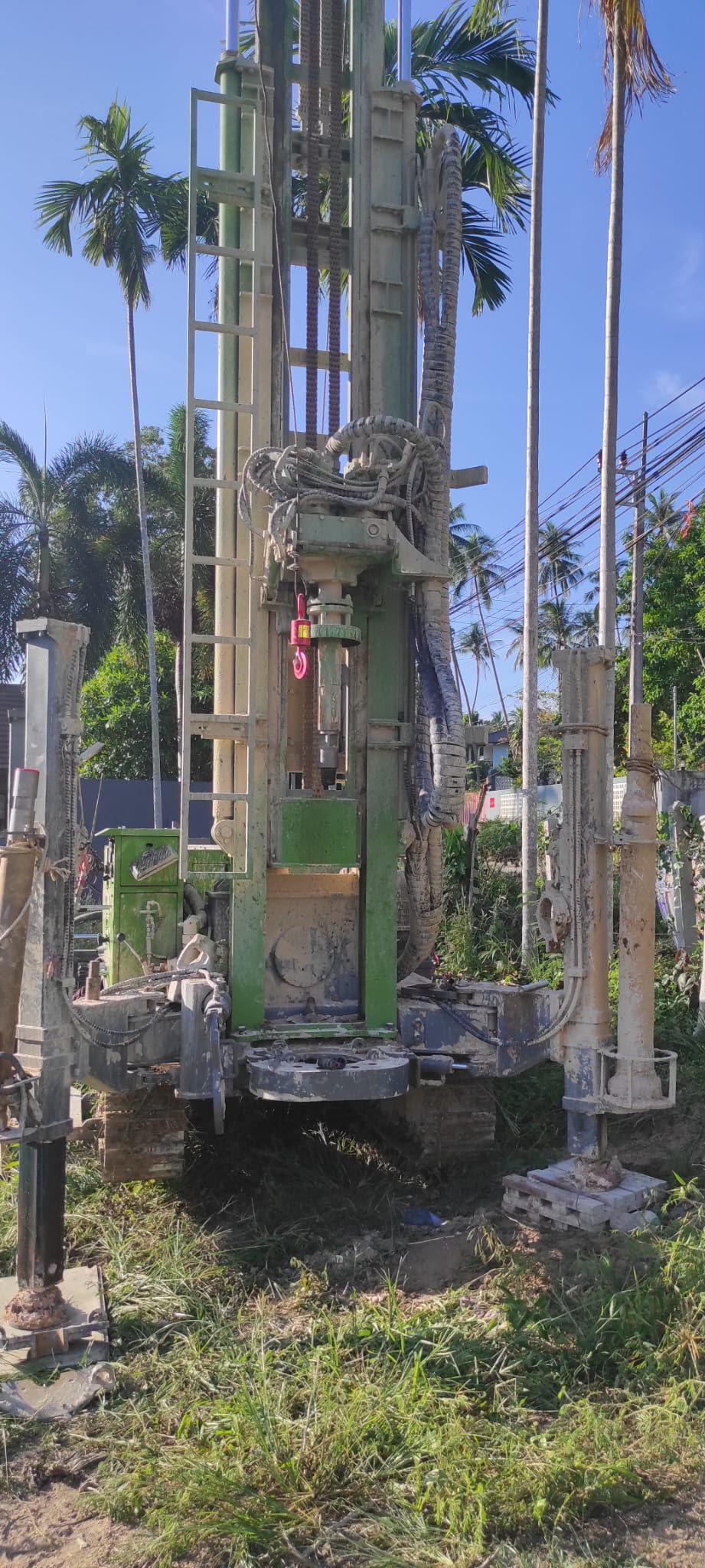 Drill rig set up for site preparation works in Lamai, Koh Samui