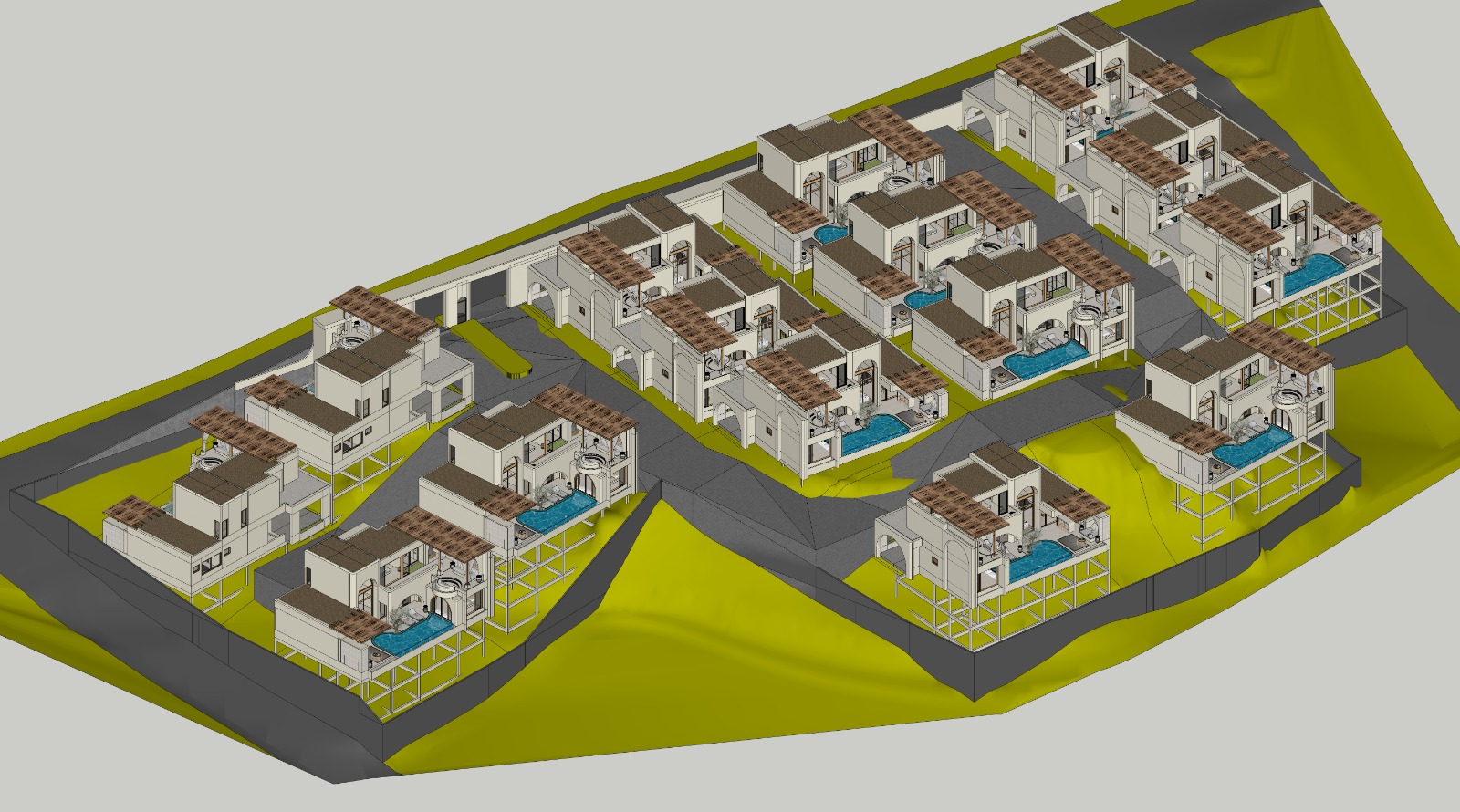 3D master plan of the 15 private pool villas at ULU Villas Samui